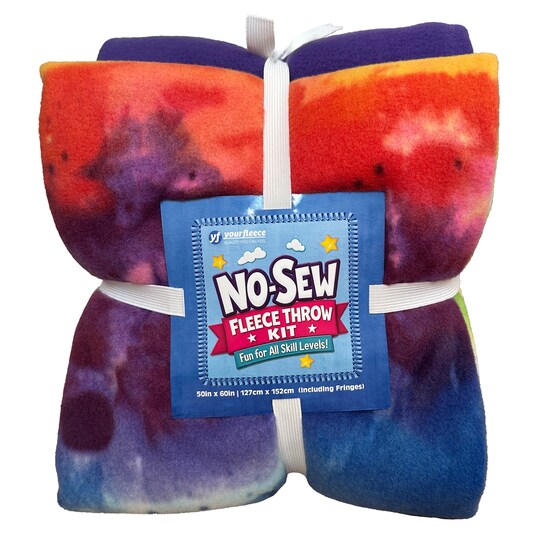 Rainbow Ombre Anti-Pill Premium No-Sew Throw Fleece Fabric Kit